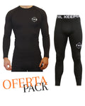 TOTAL KEEPERS black compression thermal long-sleeve shirt and leggings set for men.