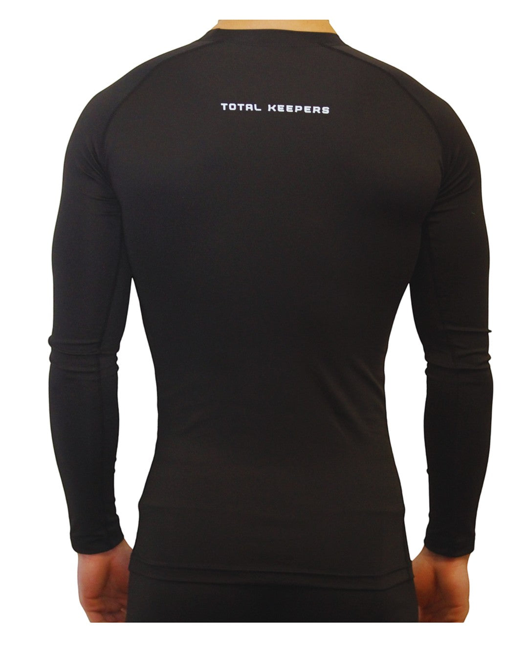 TOTAL KEEPERS black long-sleeve compression thermal shirt for men. Ideal for sports and cold weather.