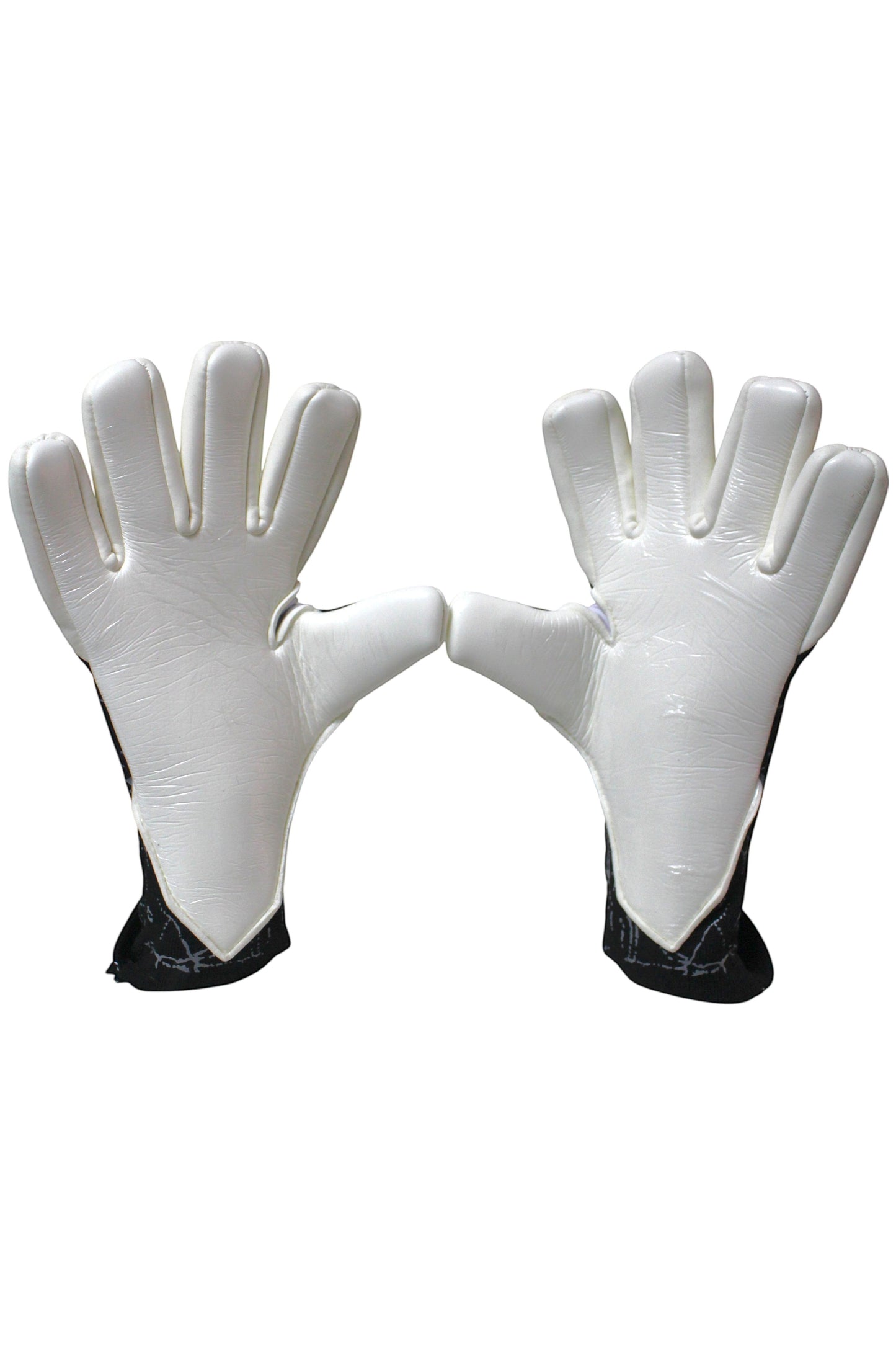 TOTAL KEEPERS GEKKO PRO white goalkeeper gloves with negative cut and removable wrist straps. Premium latex palm.