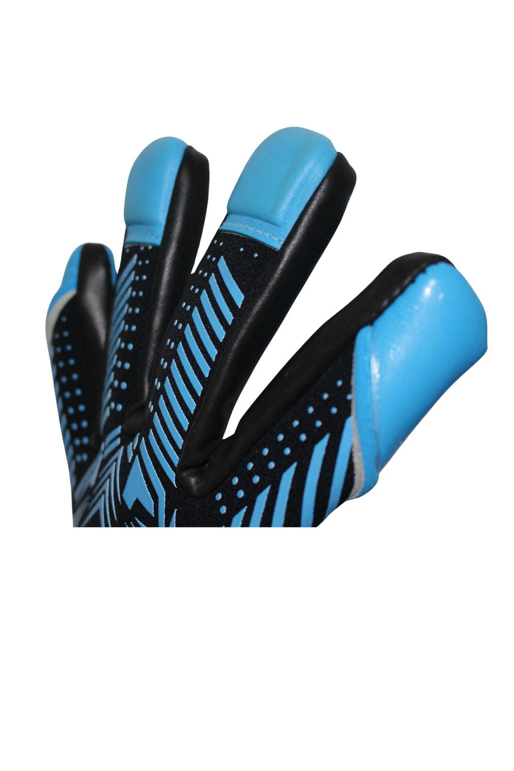 TOTAL KEEPERS GEKKO AQUA goalkeeper gloves with blue and black neoprene, latex grip for wet conditions.
