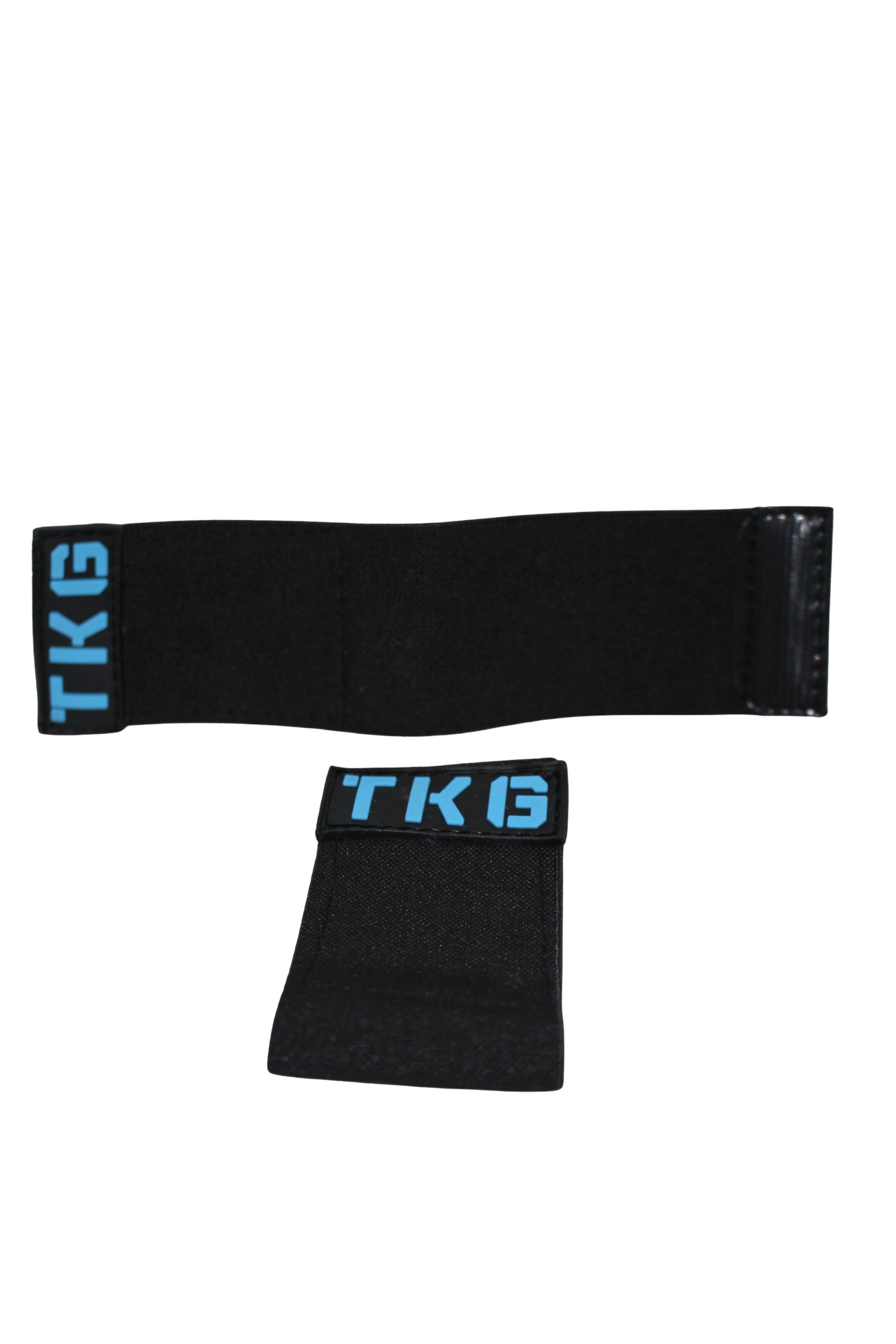 TOTAL KEEPERS GEKKO AQUA black neoprene goalkeeper glove strap with blue TKG logo